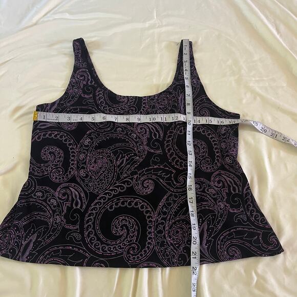 Y2K 2000s Black Purple Sparkly Paisley Stretch Tank Top L/XL Whimsygoth Fairy - Picture 7 of 7